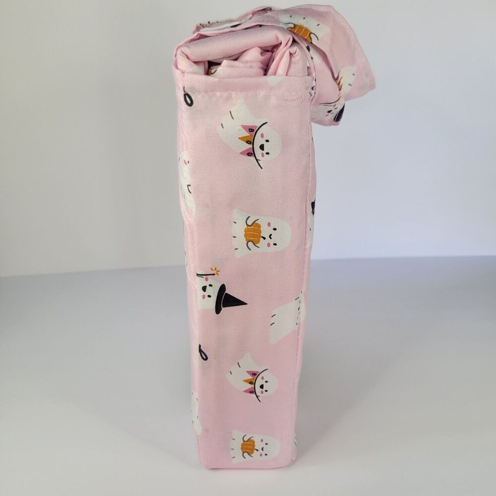 Halloween Pink White Cute Ghosts Boos & Bones TWIN 4pc Sheets Set Girls Bedding - Picture 7 of 11